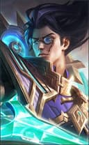 Natan wearing the Chaos Hunter skin, in-game portrait