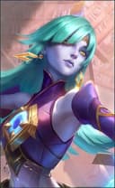Novaria wearing the Dark Star skin, in-game portrait
