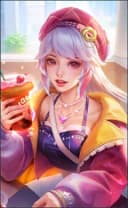 Novaria wearing the Sugar Glaze skin, in-game portrait
