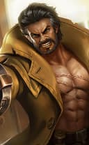 Roger wearing the Dire Wolf Hunter skin, in-game portrait