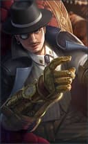 Roger wearing the Dark Gent skin, in-game portrait