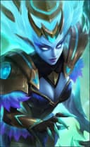 Selena wearing the Gemini - Shadow skin, in-game portrait