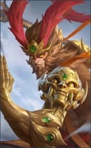 Sun wearing the Battle Buddha skin, in-game portrait