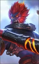 Sun wearing the Simian Curse skin, in-game portrait