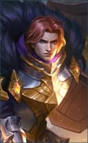 Tigreal wearing the Warrior of Dawn skin, in-game portrait