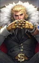 Tigreal wearing the Gold Baron skin, in-game portrait