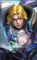 Tigreal wearing the Galactic Marshal skin, in-game portrait