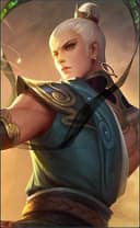 Vale wearing the Soaring Devata skin, in-game portrait
