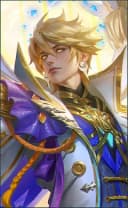 Vale wearing the Concerto of Light skin, in-game portrait