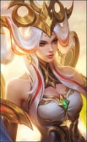 Valentina wearing the Celestial Judicator skin, in-game portrait