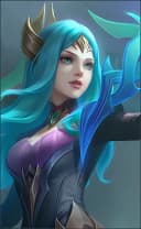 Vexana wearing the Shimmer of Hope skin, in-game portrait