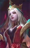 Vexana wearing the Sanguine Rose skin, in-game portrait