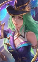 Vexana wearing the Circus Magician skin, in-game portrait