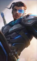 Yi Sun-shin wearing the Azure Sentry skin, in-game portrait