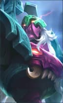 Zhask wearing the Death's Shadow skin, in-game portrait