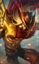 Aldous wearing the Blazing Force skin, in-game portrait