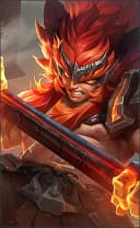 Aulus wearing the Warrior of Ferocity skin, in-game portrait