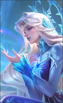 Aurora wearing the Maiden of the Glacier skin, in-game portrait