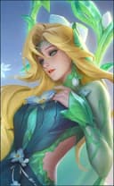 Aurora wearing the Nature's Throne skin, in-game portrait