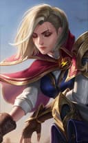 Benedetta wearing the Honor Blade skin, in-game portrait