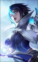 Benedetta wearing the Moonblade skin, in-game portrait