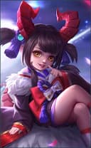 Chang'e wearing the Crimson Moon skin, in-game portrait