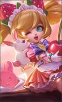 Chang'e wearing the Strawberry Parfait skin, in-game portrait