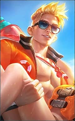 Claude wearing the Lifeguard skin, in-game portrait