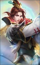 Estes wearing the White Crane skin, in-game portrait