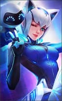 Eudora wearing the Vivo Selfie Goddess skin, in-game portrait