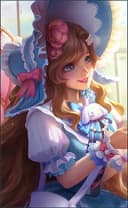 Floryn wearing the Fluffy Dream skin, in-game portrait