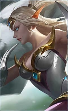 Irithel wearing the Silver Cyclone skin, in-game portrait