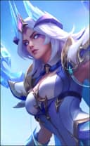 Karrie wearing the Ice Talon skin, in-game portrait