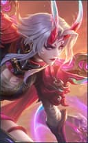 Karrie wearing the Breath of Naraka skin, in-game portrait