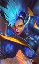 Karrie wearing the Neon Lightwheel skin, in-game portrait