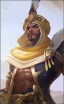 Khaleed wearing the Prince of Sand skin, in-game portrait