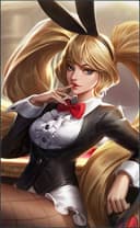 Layla wearing the Bunny Babe skin, in-game portrait