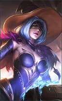 Pharsa wearing the Enchanting Witch skin, in-game portrait