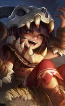 Popol and Kupa wearing the Tribal Howl skin, in-game portrait