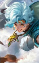 Sora wearing the Azure Cloud skin, in-game portrait