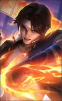 Valir wearing the Kyo Kusanagi skin, in-game portrait