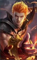 Valir wearing the Son of Flames skin, in-game portrait