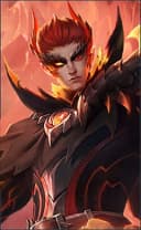 Valir wearing the Draconic Flame skin, in-game portrait